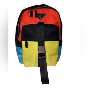 Fashion Lux Colorblock Nylon Backpack in Orange, Yellow, Blue & Black